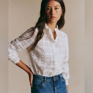 NWOT - Sezane | Chlo Lace Blouse - Size 38 or Size 6 US - Ecru (Cream)